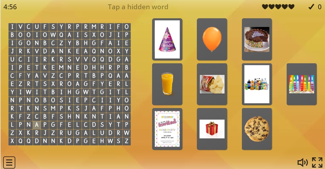 7.6 Celebrations - Party Needs (Wordsearch)
